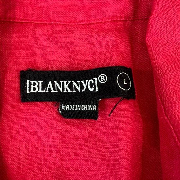 NWOT Blank NYC 100% Linen Short Sleeve Collared Elastic Waist Red Romper Size L - Picture 5 of 15